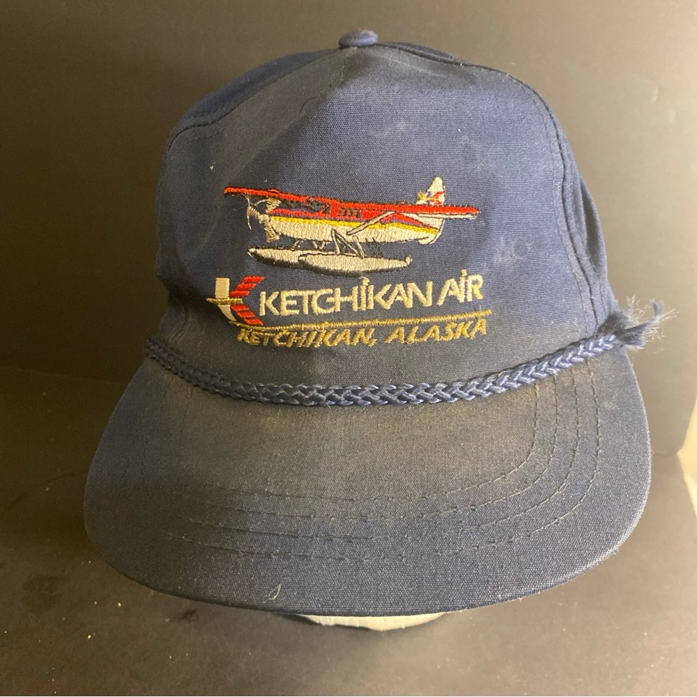 VTG 90's Alaska Baseball Golf Rope Hat Adjustable Snapback Airplane Ketchikan.